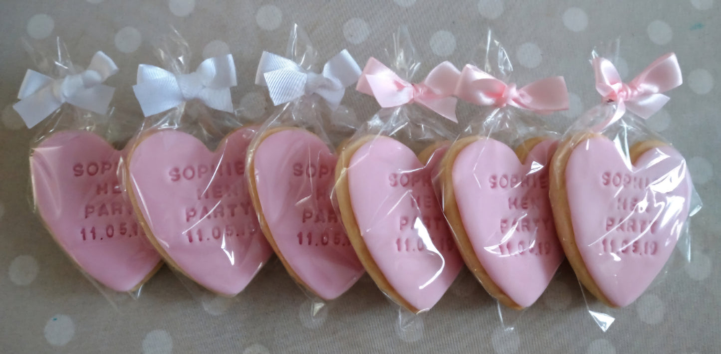 Heart shaped sugar cookies - wedding favour - Hen party - gift wrapped