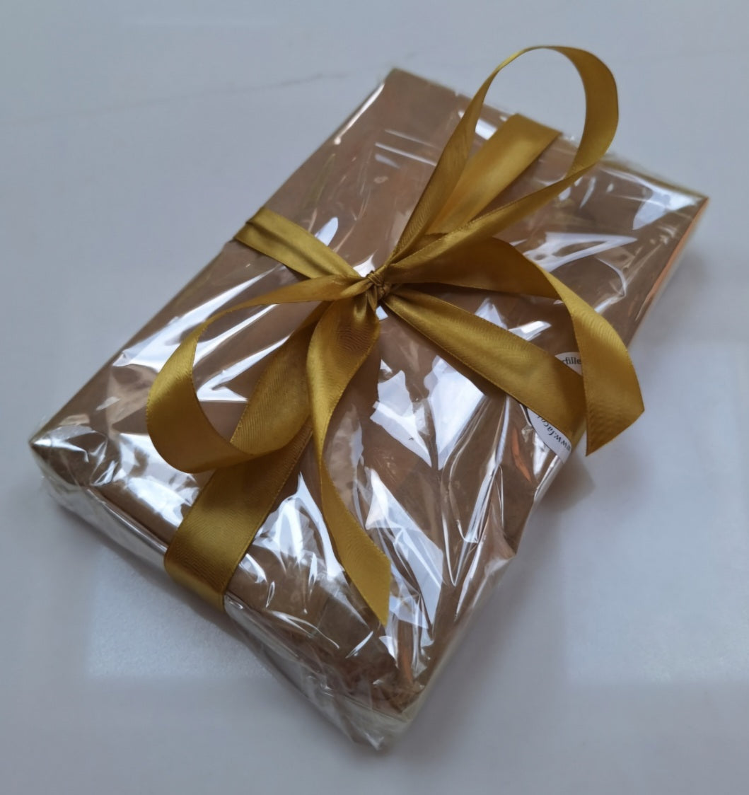 Brownies gift wrapped with ribbon