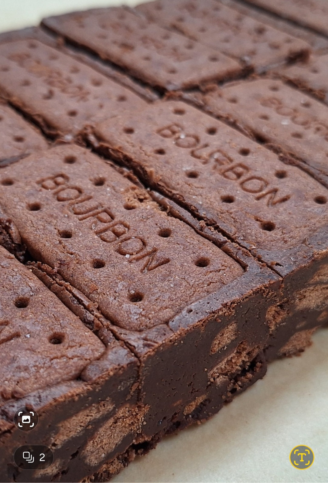 Bourbon biscuit brownies with Belgium dark chocolate