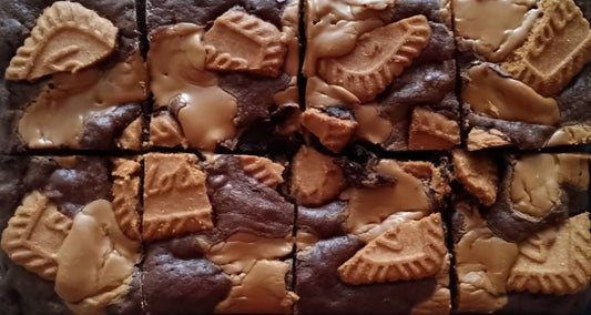 Biscoff brownies with Lotus biscuits - handmade chocolate brownies