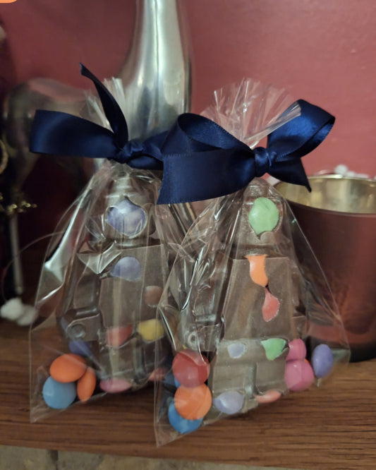 Belgium chocolate building block figure with Smarties
