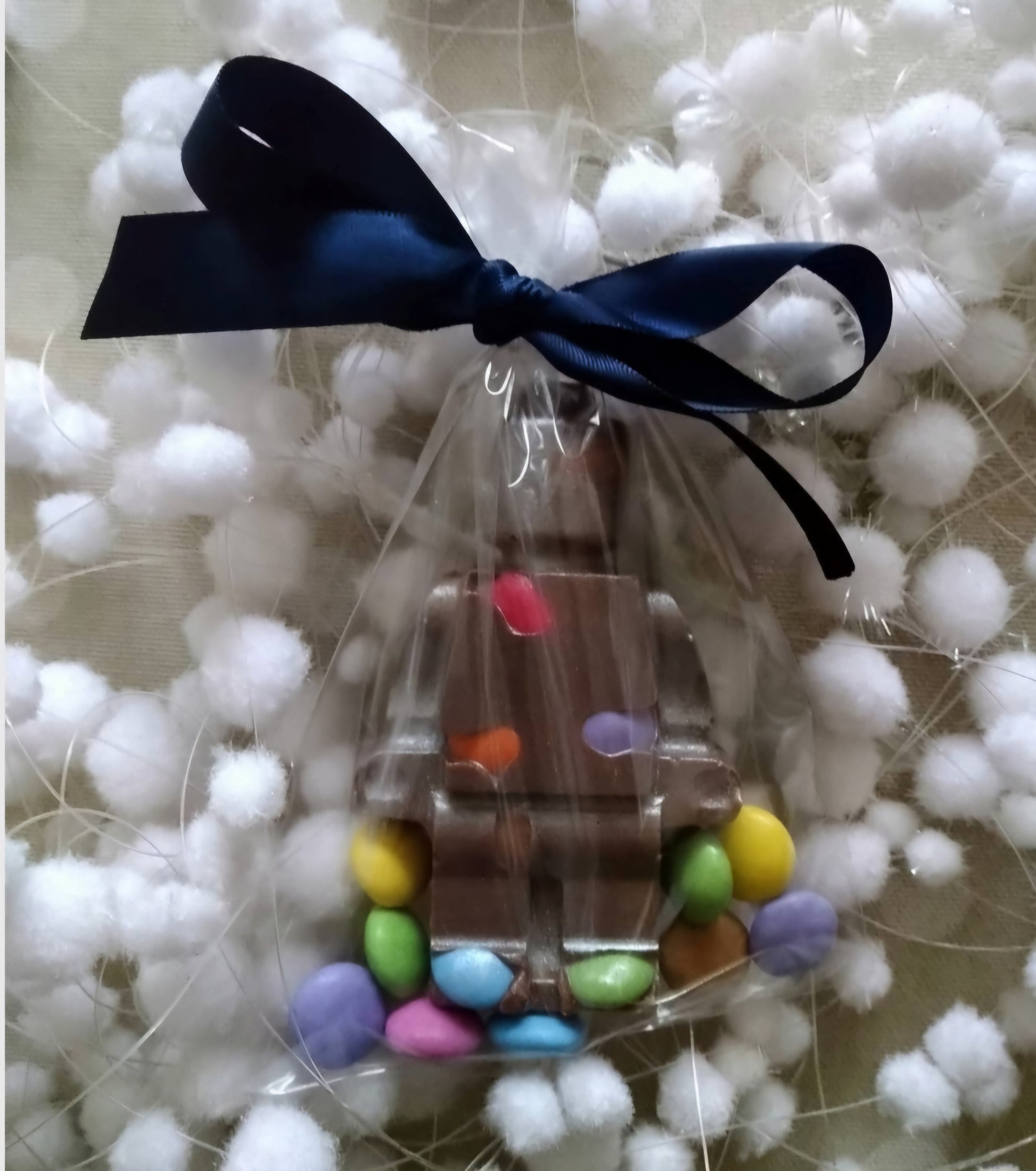 Belgium chocolate building block figure with Smarties