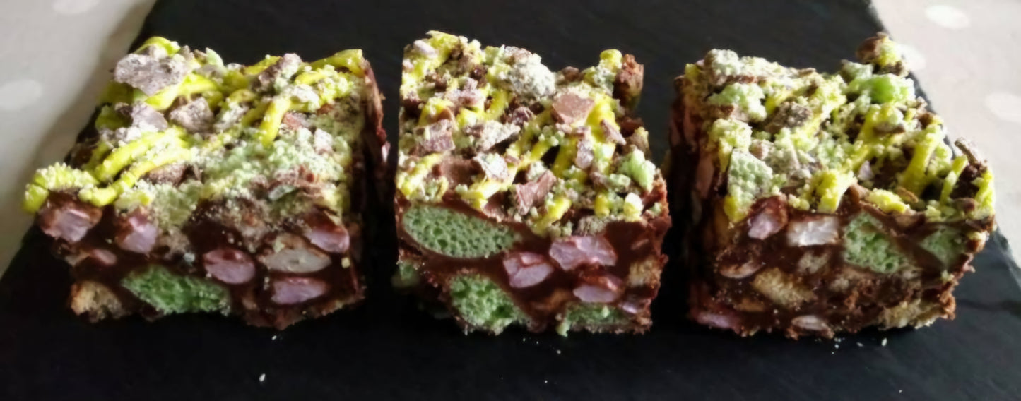 Mint Aero rocky road with Belgium chocolate and marshmallows